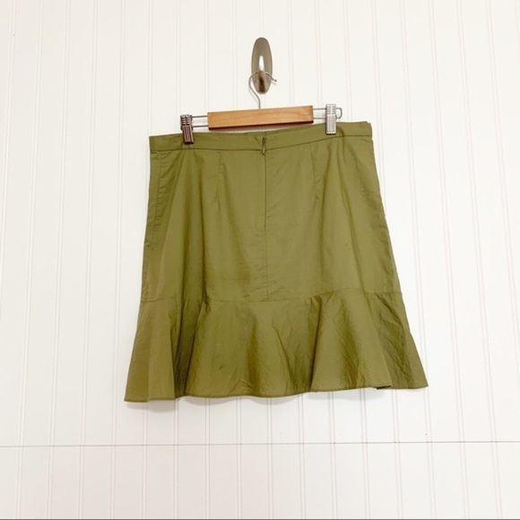 Madewell Size 4 Ruffle Wrap Mini Skirt Olive Green - Picture 4 of 6